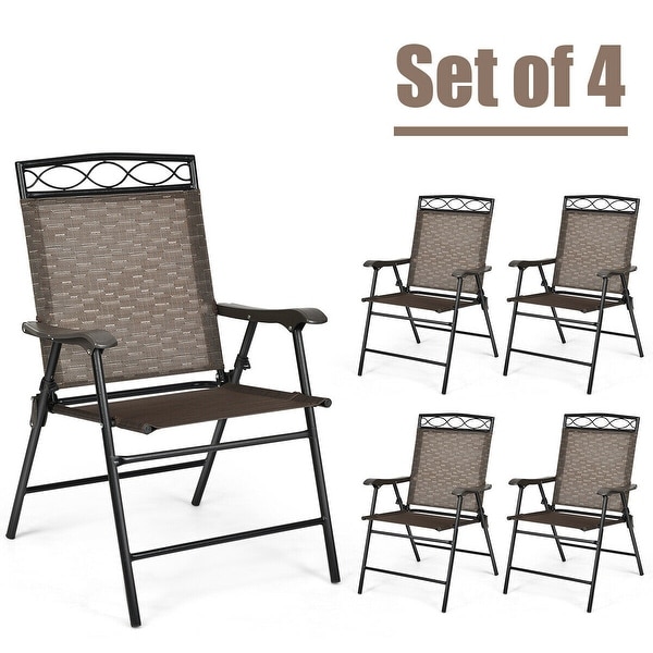 Set of 4 outdoor folding sling chairs best sale