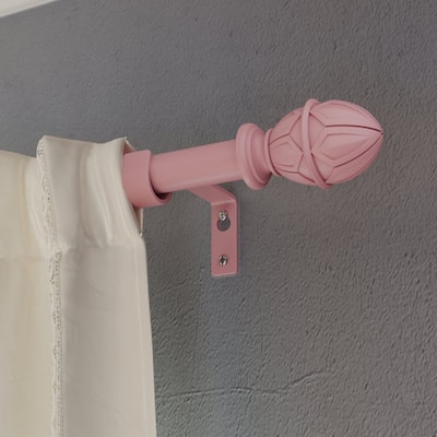 Acroma Metal Adjustable Single Modern Curtain Rod Pink