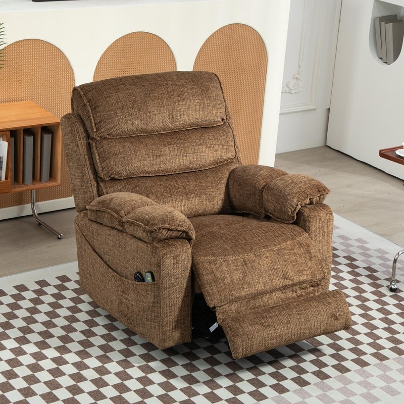 Extended Footrest Comfort Chenille Power Lift Recliner with Massage and Heat