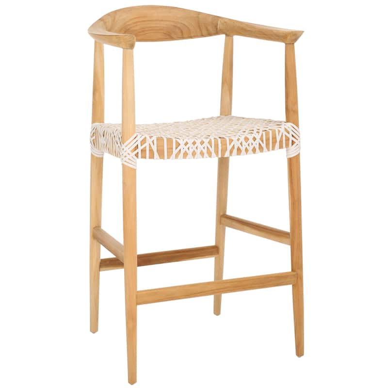 SAFAVIEH Ayseli Bandelier Natural/ White 27-inch Counter Stool - 24.4" W x 20" L x 41" H - 24Wx20Dx41H