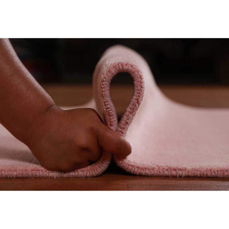 Hand Knotted Oriental 100% Wool Carpet Modern Solid Pink Gabbeh Runner Rug - 10' 1'' X 3' 1''