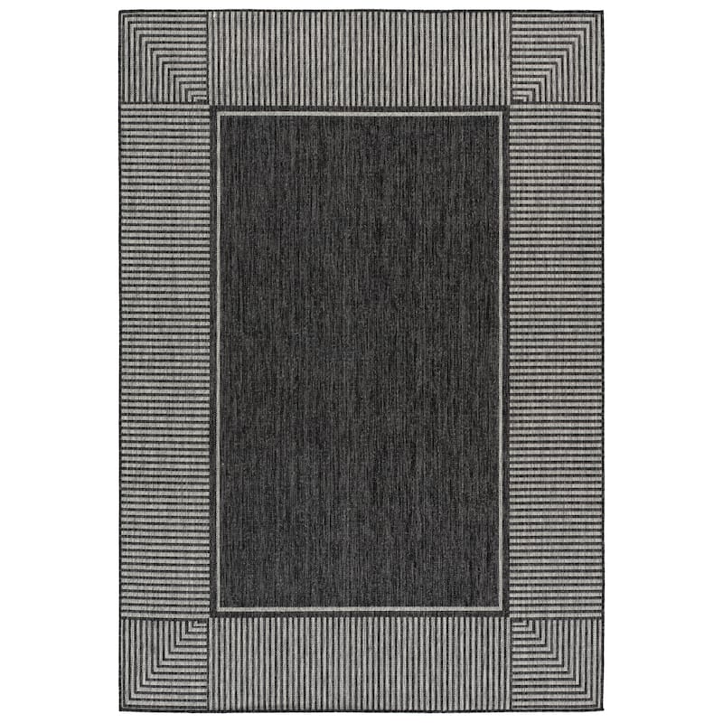 SAFAVIEH Beach House Heinke Indoor/Outdoor Washable Area Rug - Black/Grey - 5'3" x 7'6"