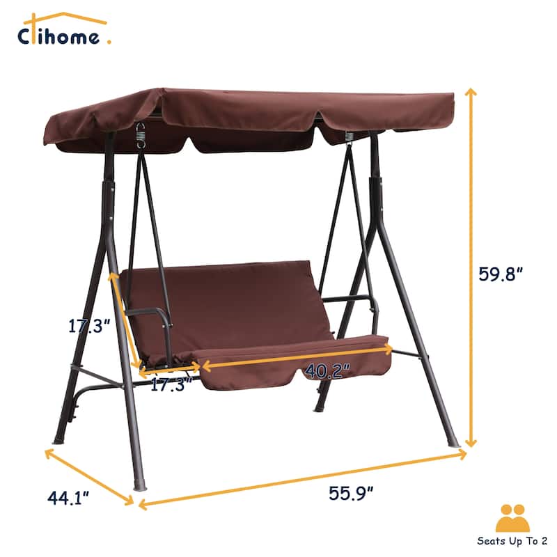 Clihome 2 Person Outdoor Porch Swing with Removable Cushions