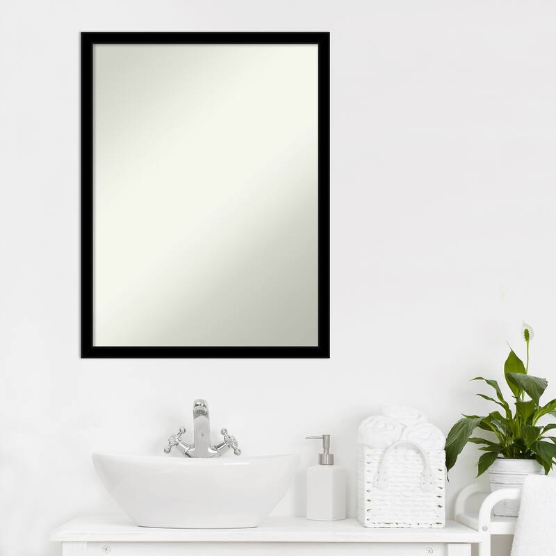 Non-Beveled Bathroom Wall Mirror - Jet Black Frame