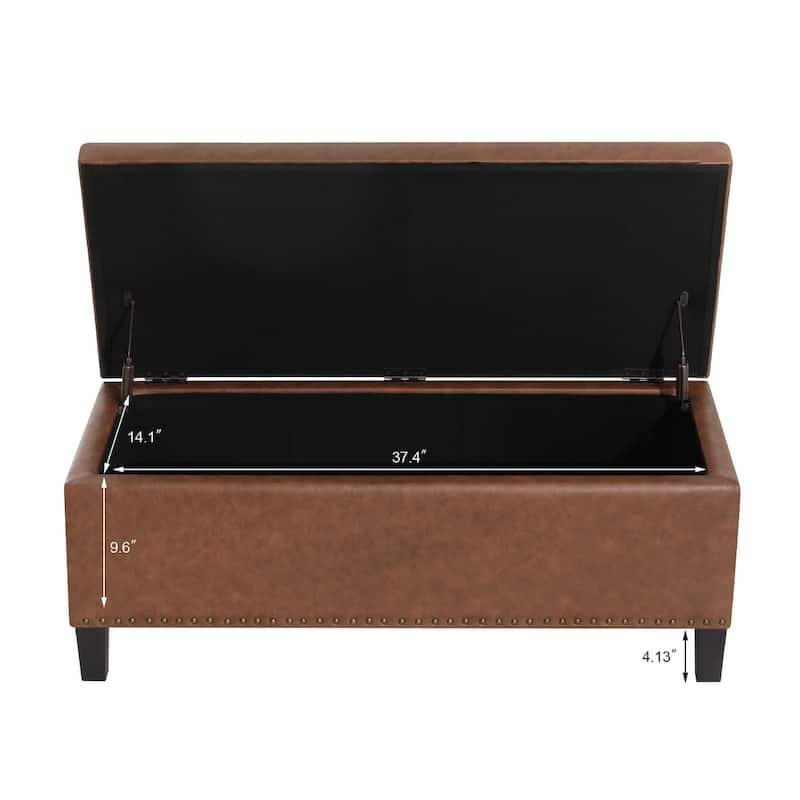 Adeco Storage Ottoman 41" Tufted Bench for Living Room Bedroom