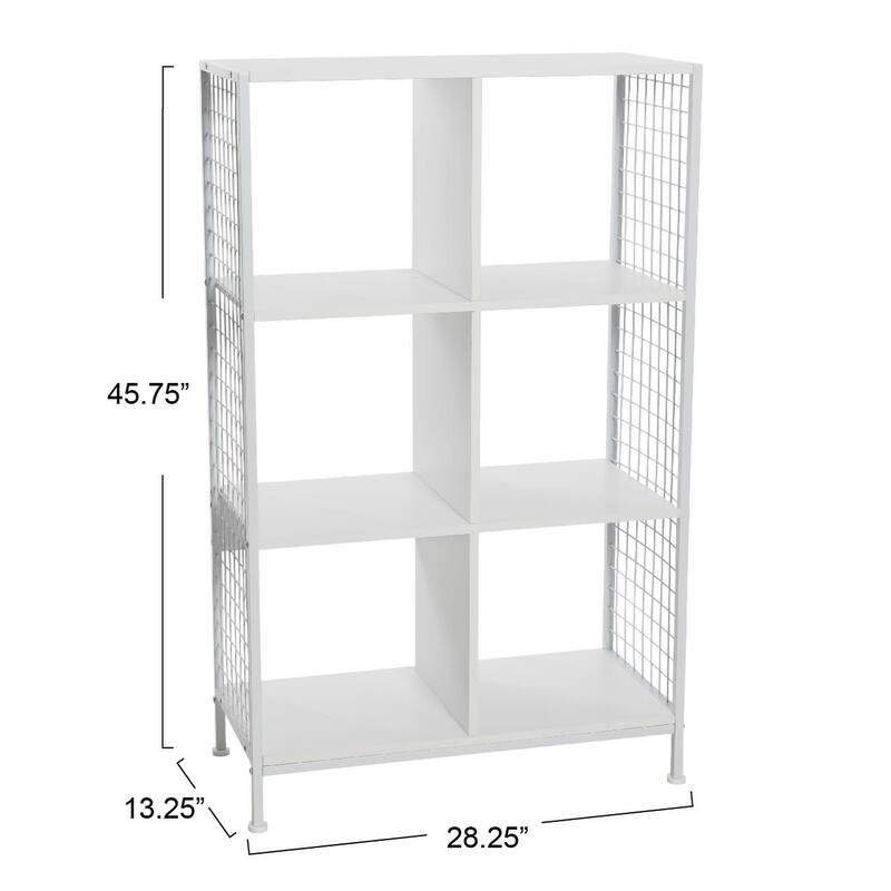 Household Essentials Cube Wall Shelves, 6 Cube Storage Wall Unit with Metal Mesh