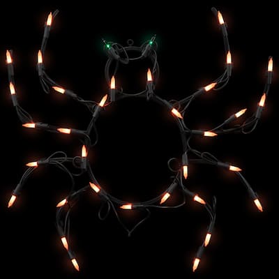 Lighted Spider Halloween Window Decoration - 15"