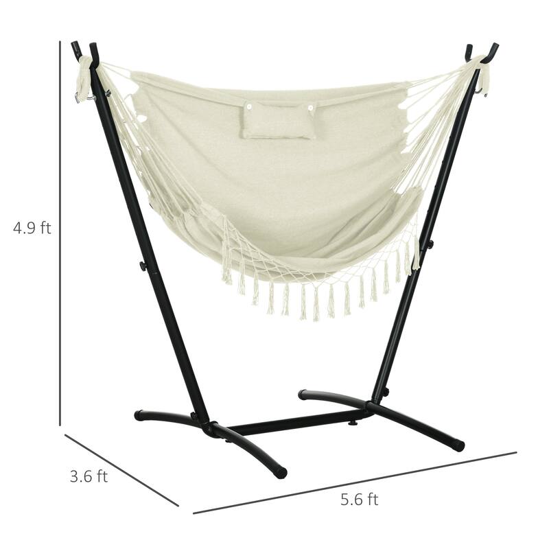 Outdoor Swing Hammock Chair with Side Pocket & Headrest Hanging Swing Chair Lounge Chair Rocking Chair with Stand