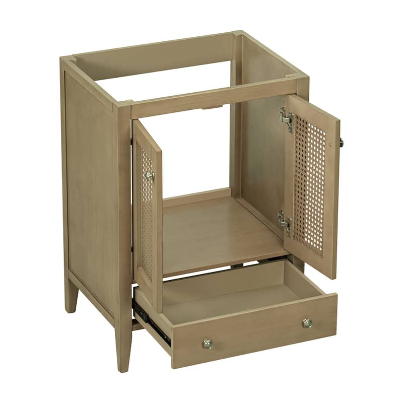 MDF Freestanding Bathroom Vanity Base in Natural with Door and Drawer, without Sink - 24" x 18"