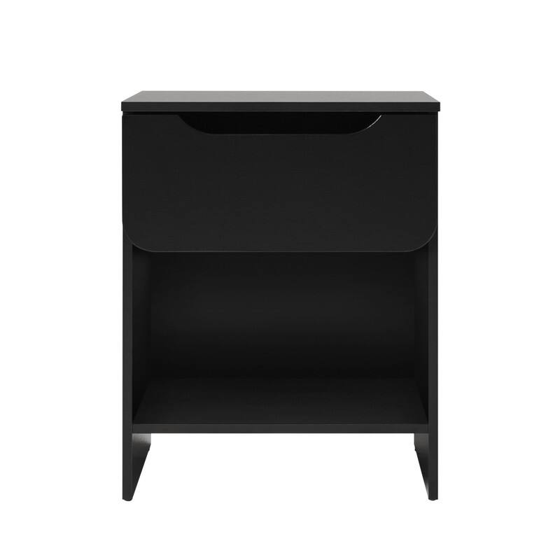 Modern Minimalist 1-Drawer Nightstand with Cubby