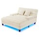 preview thumbnail 25 of 57, 57-In Chenille Upholstered Chaise Lounge with Adjustable Backrest & LED Light Strip
