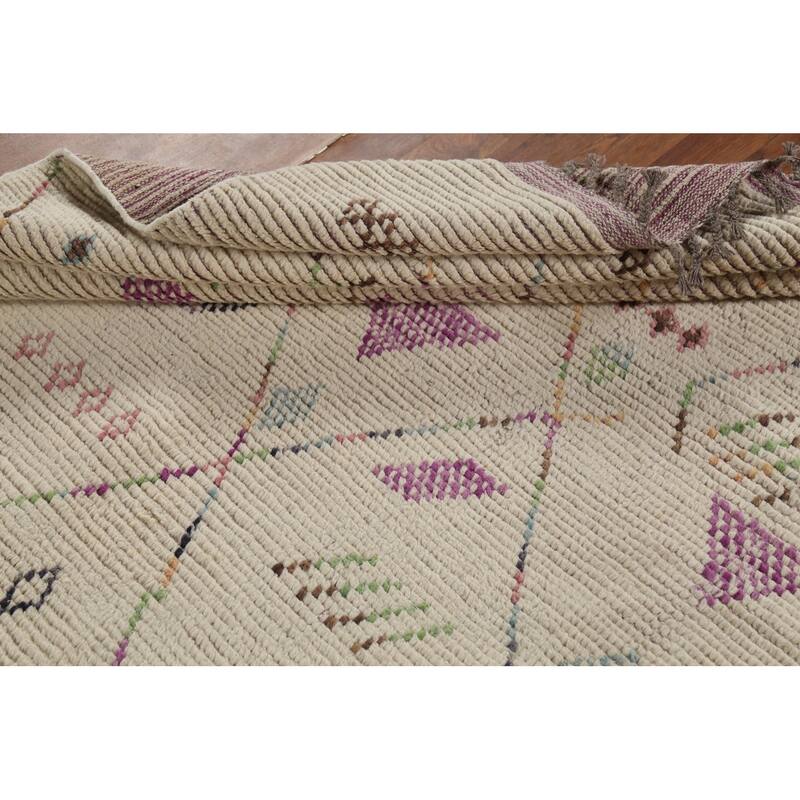 Geometric Moroccan Area Rug Handmade Wool Carpet - 5'10"x 9'9"