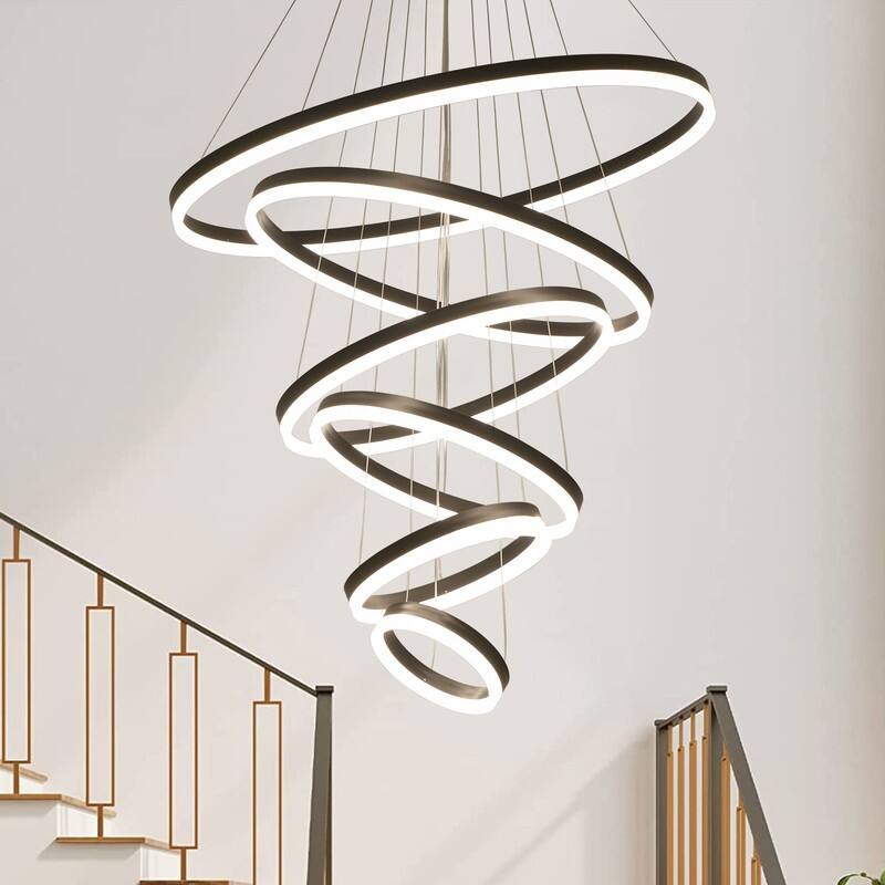 Modern Led Chandelier 6 Rings Chandelier round Chandelier high ceiling - 31.5in*23.6in*19.7in*15.7in*11.8in*7.9in