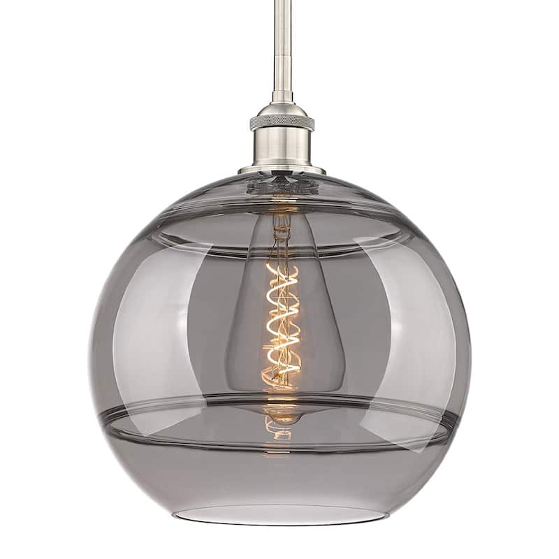 Innovations Lighting 616-1S 13 12 Rochester Pendant Rochester 12" Wide - Brushed Satin Nickel / Light Smoke