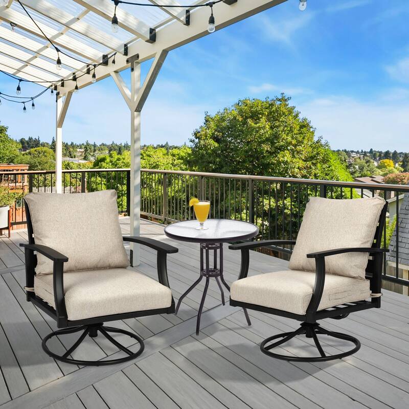 Aoodor Outdoor Deep Seat Cushion Set, Waterproof Patio Furniture Cushions with Adjustable Straps & Removable Cover