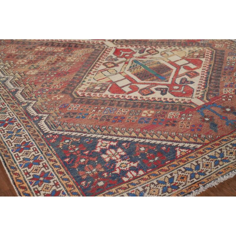 Tribal Bakhtiari Vintage Persian Area Rug Hand-Knotted Wool Carpet - 5'1" x 9'11"