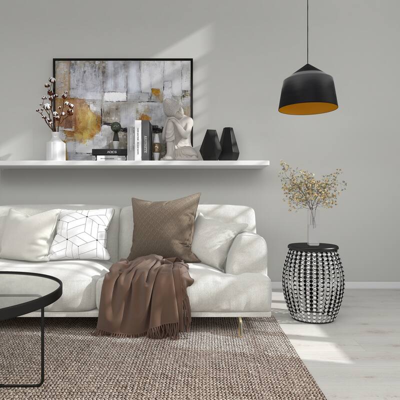 Metal Open Frame Accent Table with Crystal Embellishments - Gold or Black