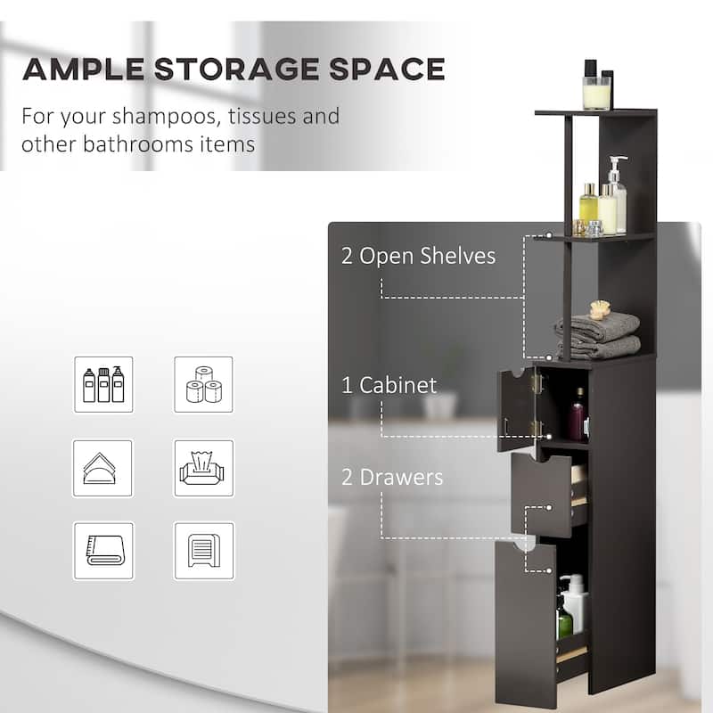 Bathroom Tower Storage Cabinet - 6" W x 13" D x 55.25" H