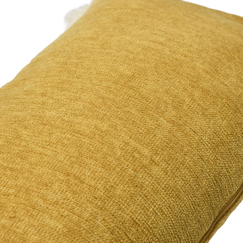 Cotton Chenille Lumbar Pillow with Tassels