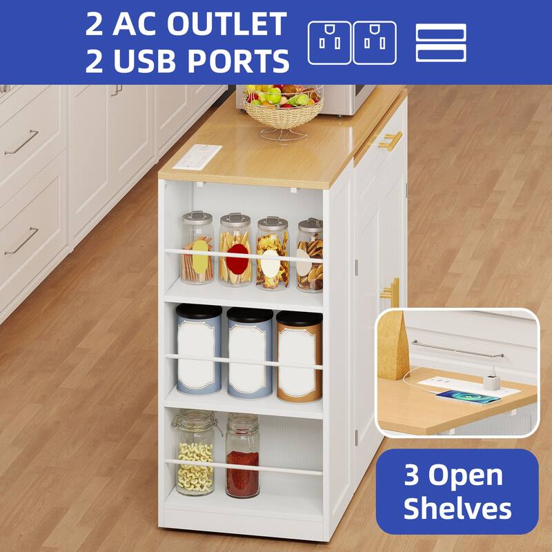 Moasis Kitchen Island with Seating & Extendable Dining Table,Mobile Storage Islands with 2 Chairs