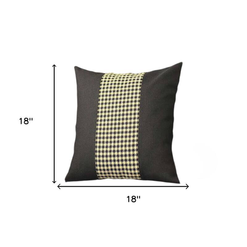 Set of Four 18" Black and Yellow Houndstooth Fabric Throw Pillows