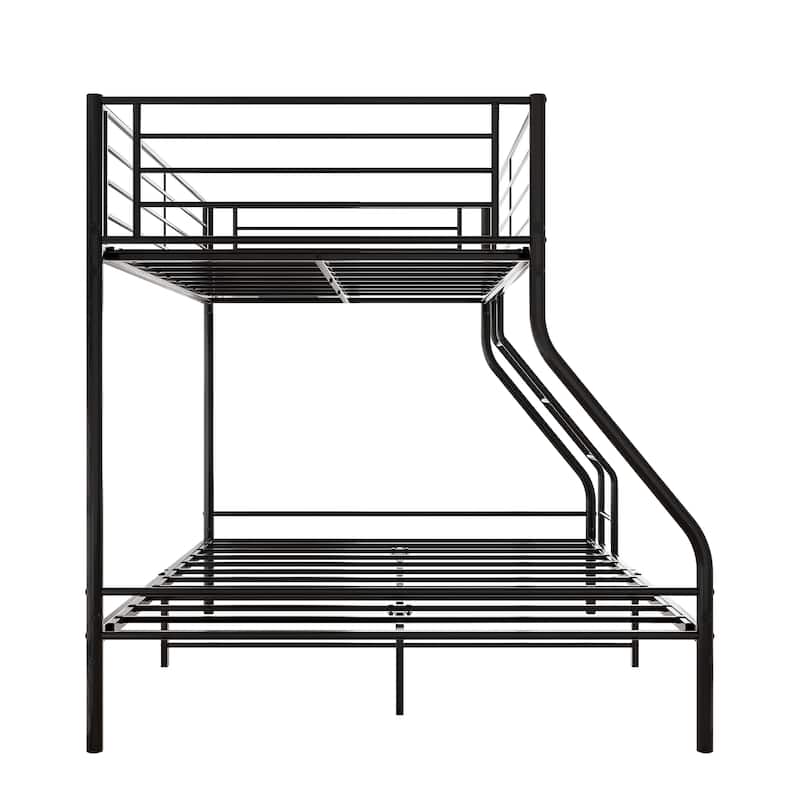 Twin-Over-Full Bunk Bed, Heavy Duty Bunk Bed with Ladder and Guardrails, Metal Bed Frame with Slats Support for Adults, Teens