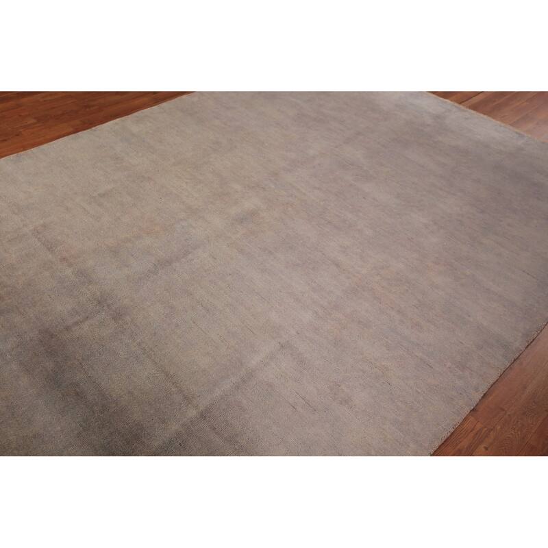 Gray & Beige Modern Gabbeh Oriental Area Rug Handmade Wool Carpet - 6'8" x 8'10"