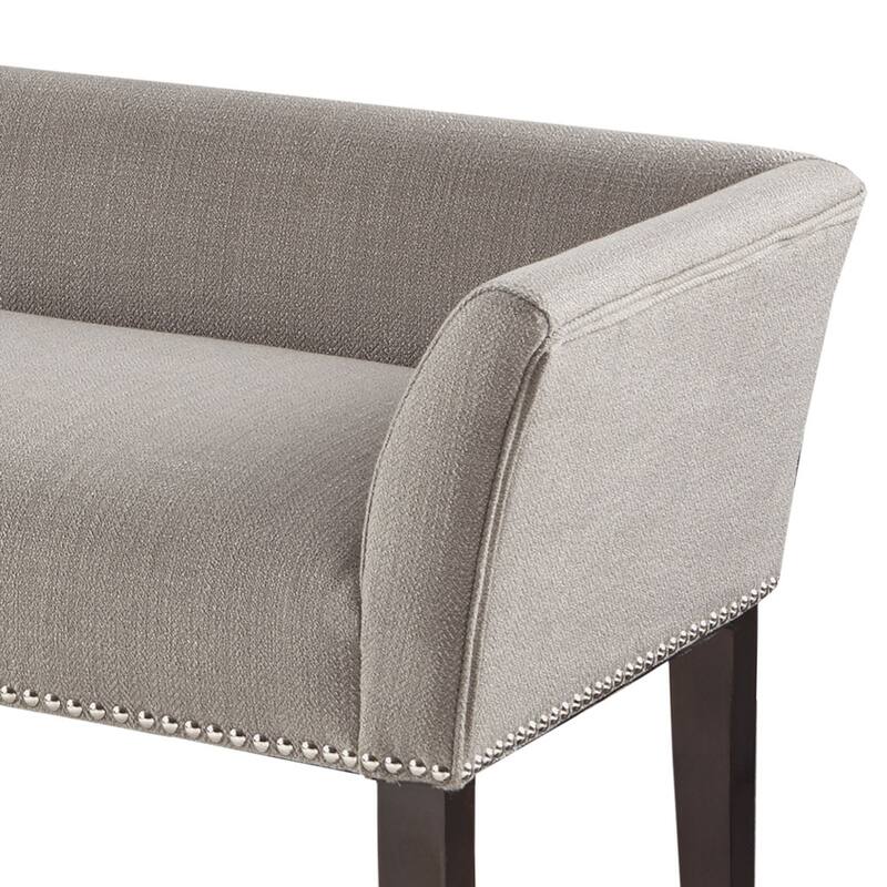 Roomfitters 49.5-Inch Upholstered Accent Bench, Morocco Wood Finish with Silver Nailhead Trim