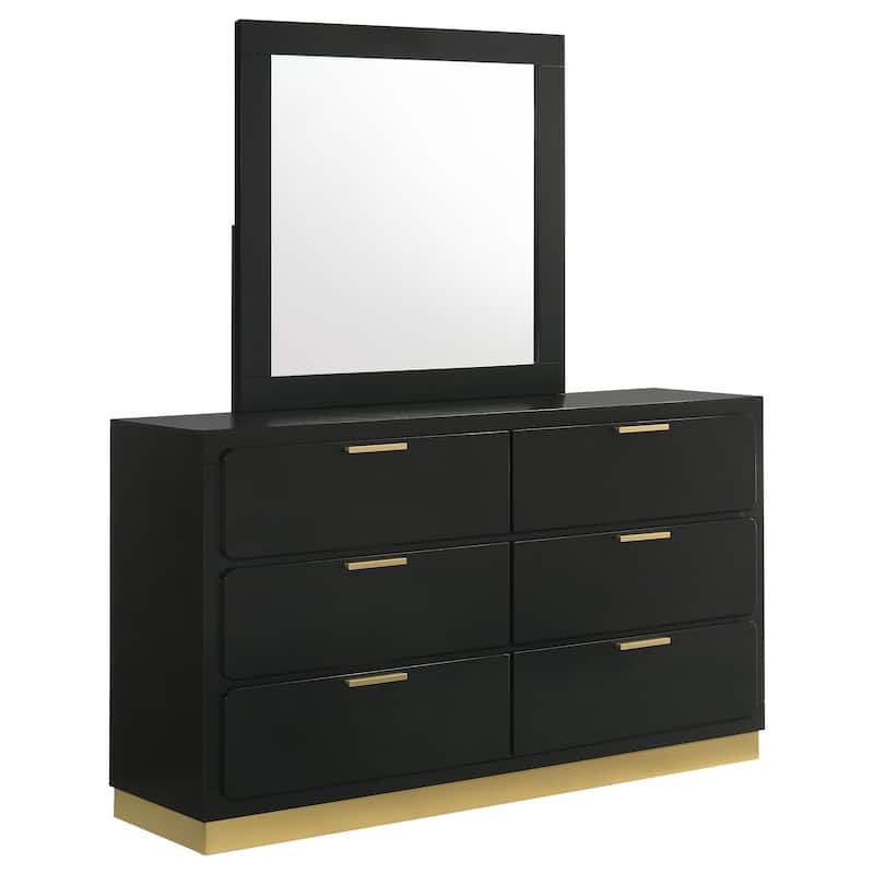 Caraway Contemporary Wood 6-drawer Dresser - Dresser with Mirror (Black)