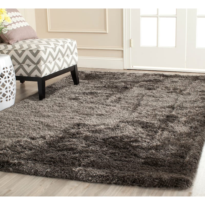 SAFAVIEH Handmade South Beach Leonella Shag Solid Polyester Rug - 4' x 6' - Charcoal - Rectangle