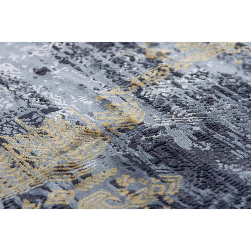 Alora Decor Spring Charcoal, Blue, and Beige Modern Rug