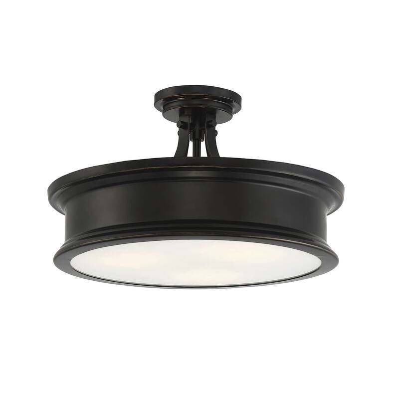 Savoy House Watkins 3 Light 16" Wide Semi-Flush Drum Ceiling Fixture