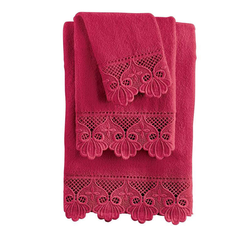 3-Piece Macramé Laced Bathroom Towel Set