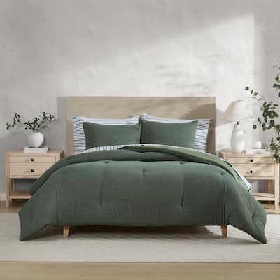 Nautica Herringbone Chenille Reversible Green Duvet Cover Set
