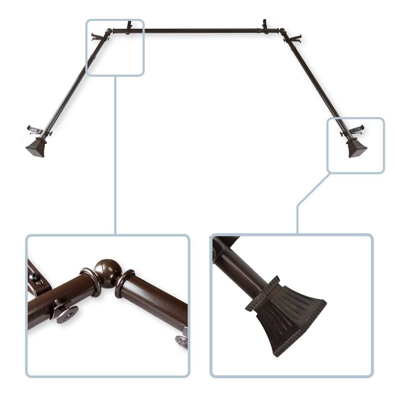 InStyleDesign Marlene 13/16" Bay curtain rod 20"-36", 38"-72" - Cocoa