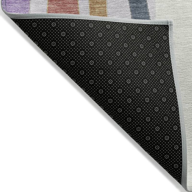 Machine Washable Indoor/Outdoor Modern Stripes Chantille Rug