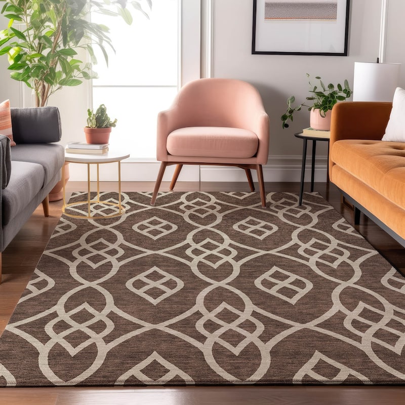 Premium Washable Super Soft Transitional Scroll Mayfield Rug - Chocolate - 10' x 14'