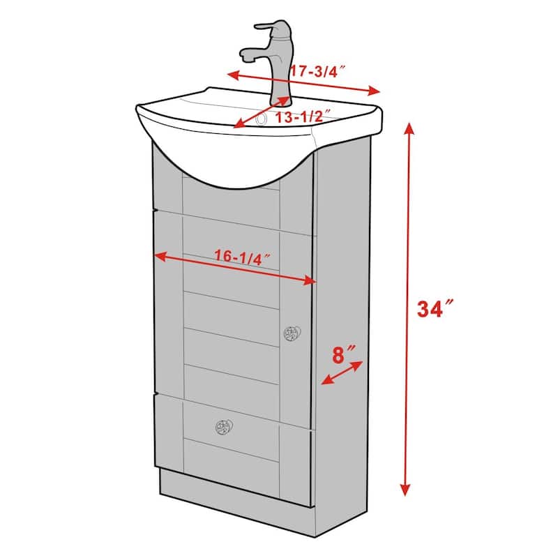 Mahayla White Ceramic Cabinet Vanity Sink Dark Oak Cabinet Vanity with Chrome Faucet, Drain and Overflow