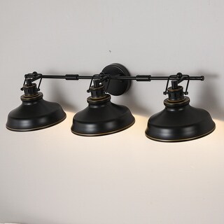 3-Light Retro-Luxury Wall Light with White Inner & Gold-Trimmed Shades ...