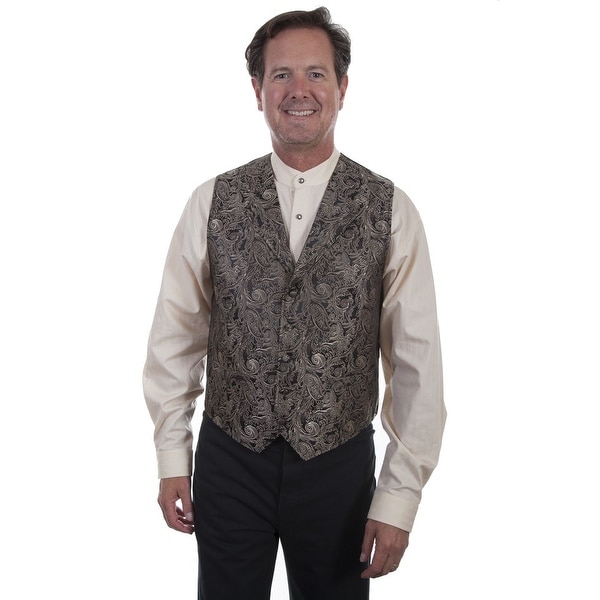 Scully Western Vest Mens Scrolls Swirls Lapel Polyester. Opens flyout.