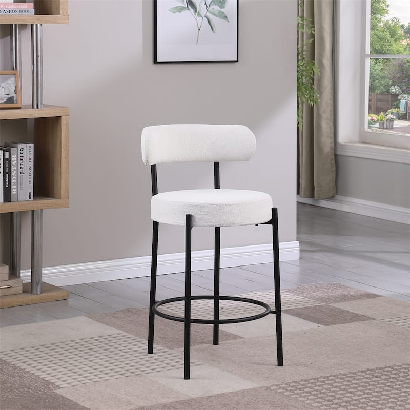 Set of 2, Uphsoltered 26" Counter Barstools with Metal Legs, Footrest