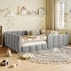 preview thumbnail 2 of 37, Velvet Upholstered Floor Bed Gray