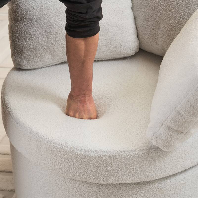 Teddy Fabric Swivel And Storage Chair With Back Cushion
