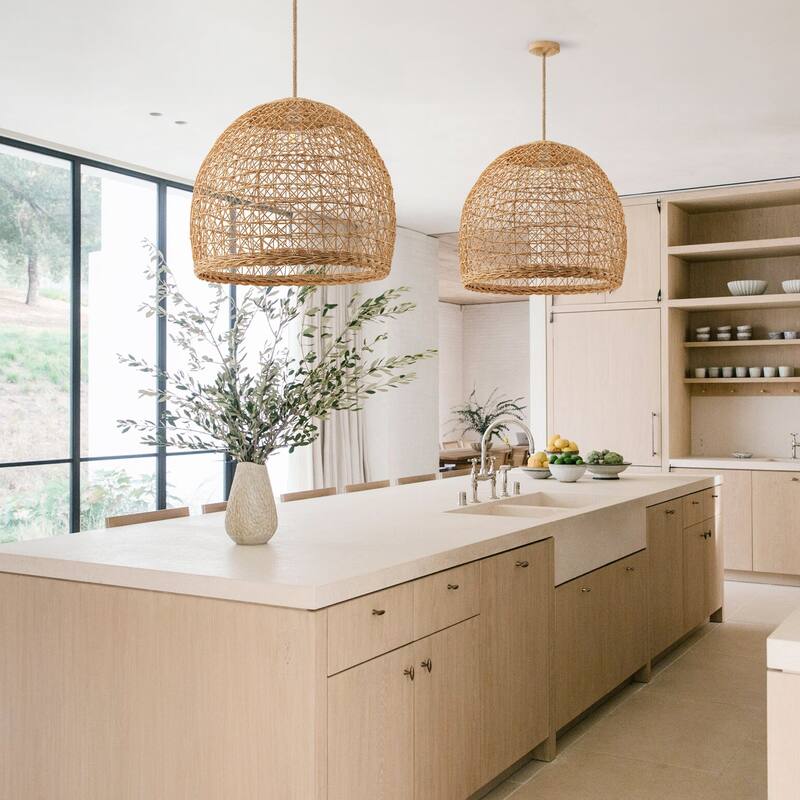 Lumiere Rattan Pendant Light - Natural Brown Dome 1-Light 