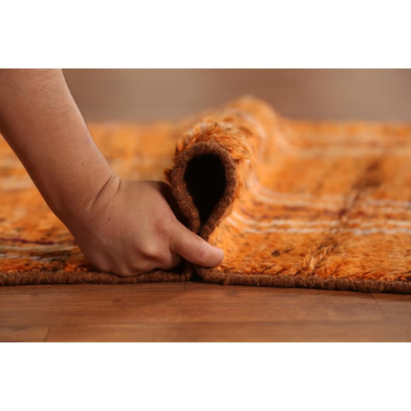 Orange Moroccan Runner Rug Handmade Tribal Wool Carpet - 3'3" x 9'8"