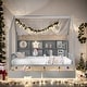 preview thumbnail 2 of 17, Wooden Full Size House Bed with 2 Drawers and Storage Shelf for Kids, Gray