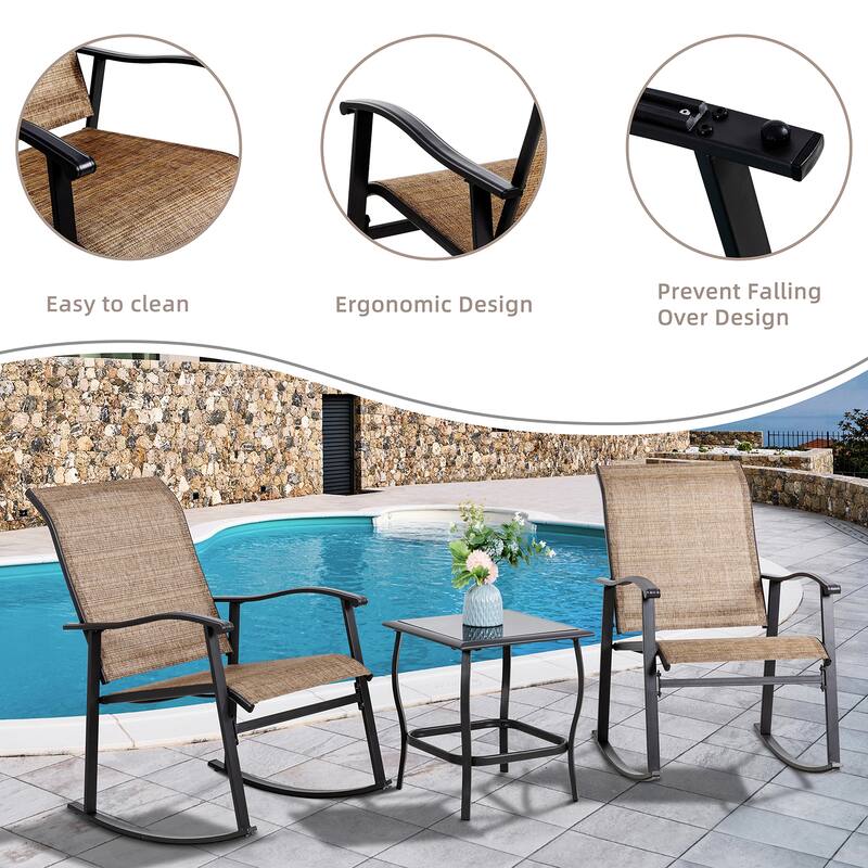 Futzca 3 Piece Outdoor Rocking Bistro Set - N/A