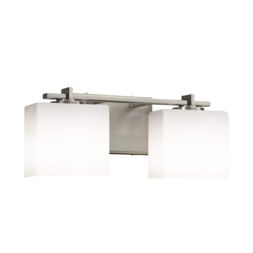 Justice Design Fusion Era 2-light Brushed Nickel Bath Bar, Opal Rectangle Shade - Silver