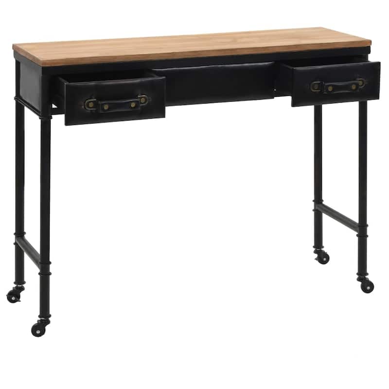 vidaXL Console Table with Castors 39.4"x13"x31.5" Solid Wood Fir - 39.4" x 13" x 31.5"