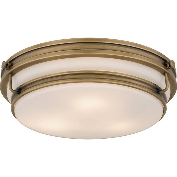 slide 2 of 7, Grafton 3-Light Weathered Brass Flush Mount